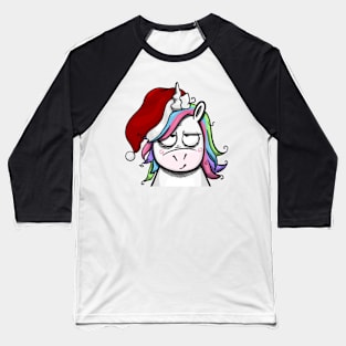 Christmas Unicorn in a Mood Baseball T-Shirt